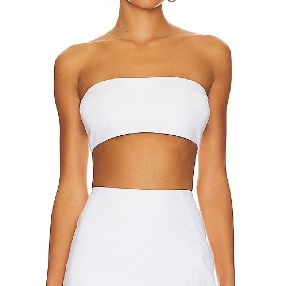 Lamarque Dina Flower removeable rosette Crop Top Ivory White 100% SZ med NWT - Picture 4 of 10